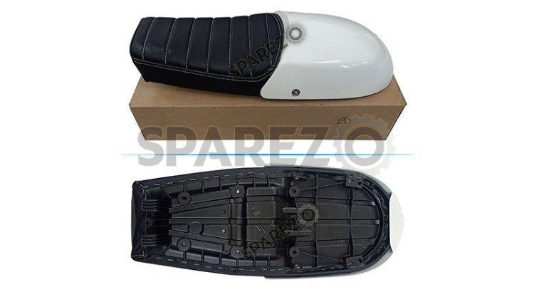Royal Enfield GT and Interceptor 650cc Genuine Leather Dual Seat With White Cowl D27 - SPAREZO